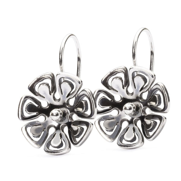 Graphic Flower Earrings with Silver Earring Hooks
