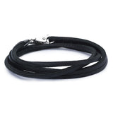 Leather Bracelet Black with Sterling Silver Plain Clasp