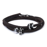 Leather Bracelet Brown with Sterling Silver Beads