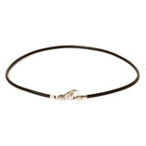 Leather Necklace, Black, with Plain Clasp