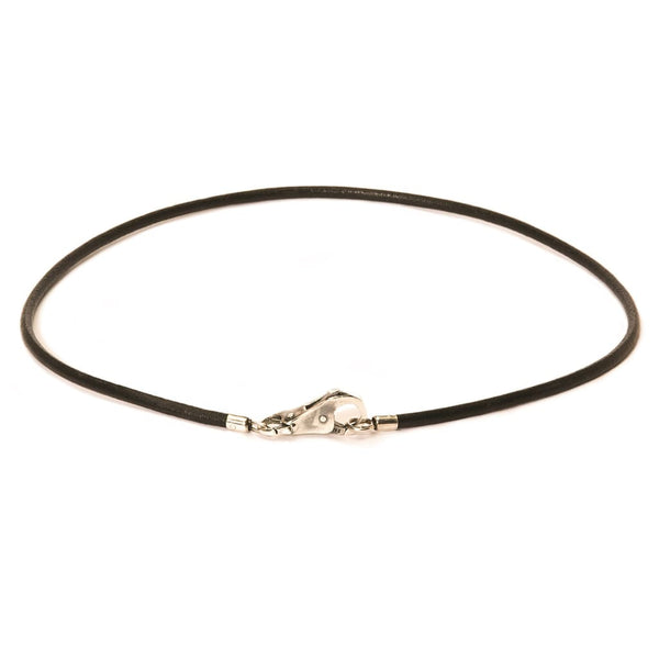 Leather Necklace, Black, with Plain Clasp