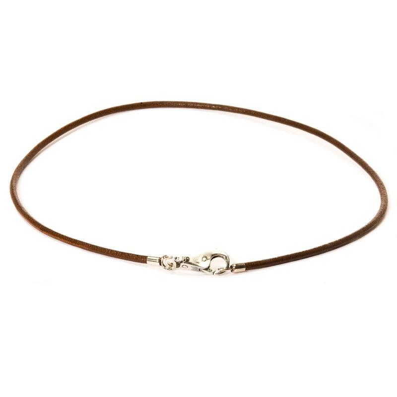 Leather Necklace, Brown, with Plain Clasp