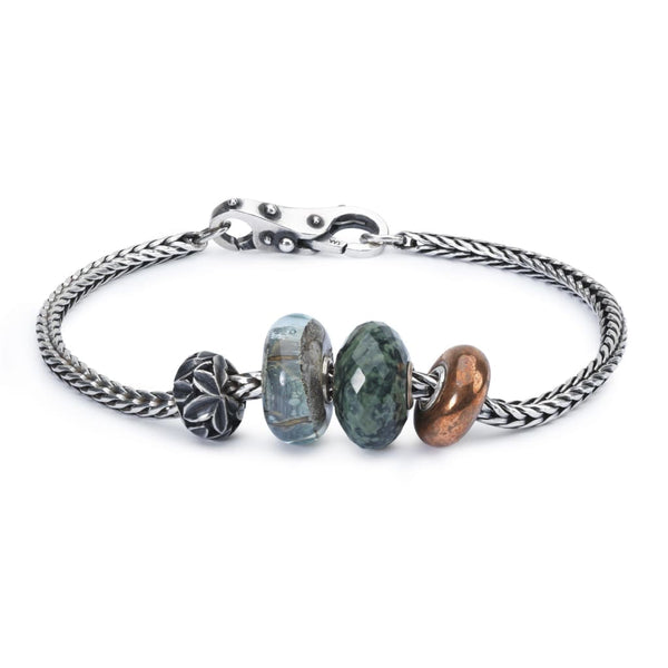 Sterling Silver Bracelet with Gemstones, Copper and Sterling Silver Bead