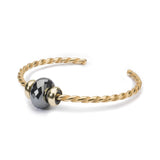 Twisted Gold Bangle with Steel Hematite