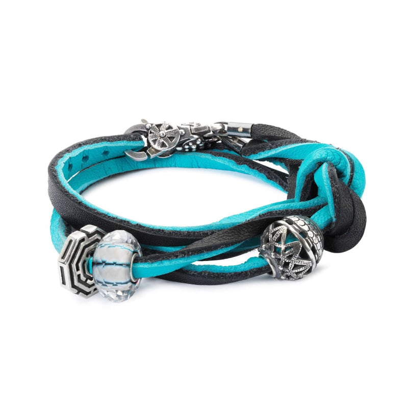 Leather Bracelet Cyan/Key - Bracelet