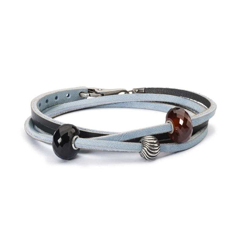 Leather Bracelet Light Blue/Dark Grey - Bracelet
