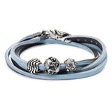 Leather Bracelet Light Blue/Dark Grey - Bracelet