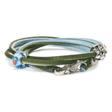 Leather Bracelet Light Blue/Green - Bracelet