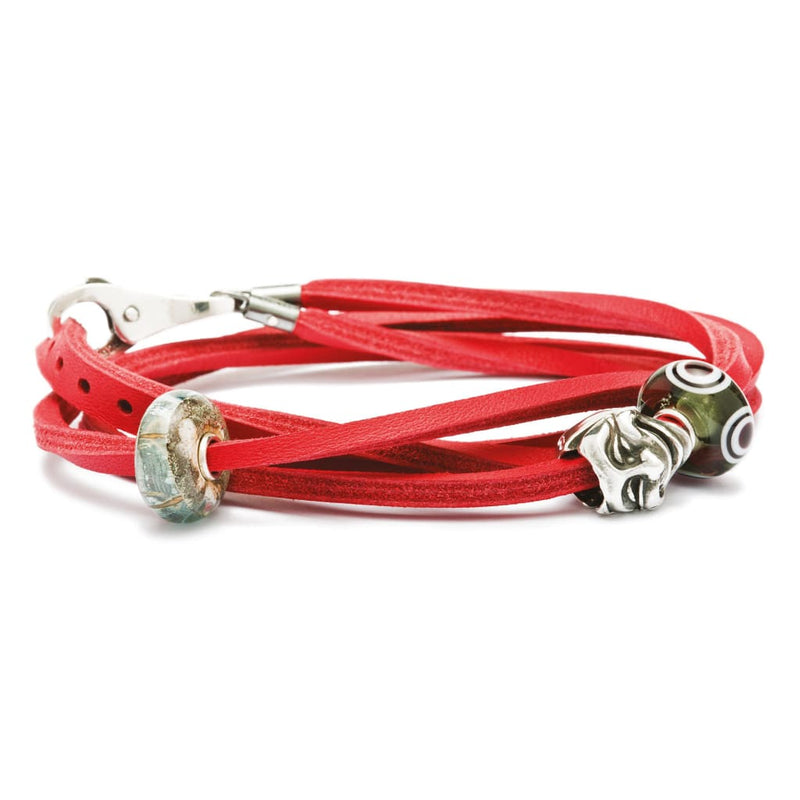 Leather Bracelet Red/Silver - Bracelet