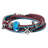 Leather Bracelet Turquoise/Plum - Bracelet