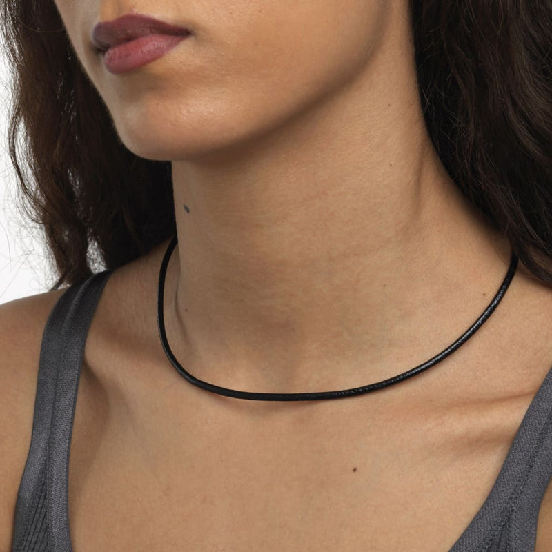 Leather Necklace Black - Necklace